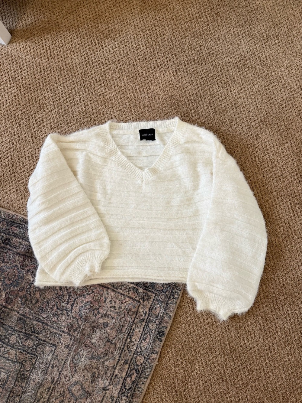 Cotton Candy LA Cream V-Neck Women's Sweater